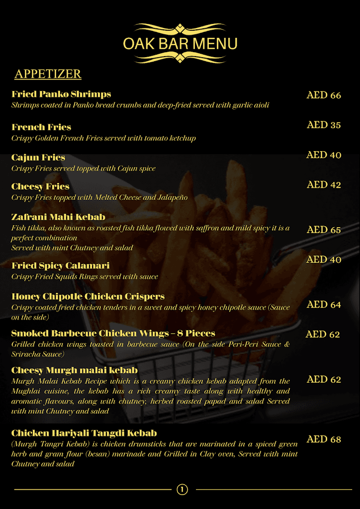 Oak Bar Menu Page 3
