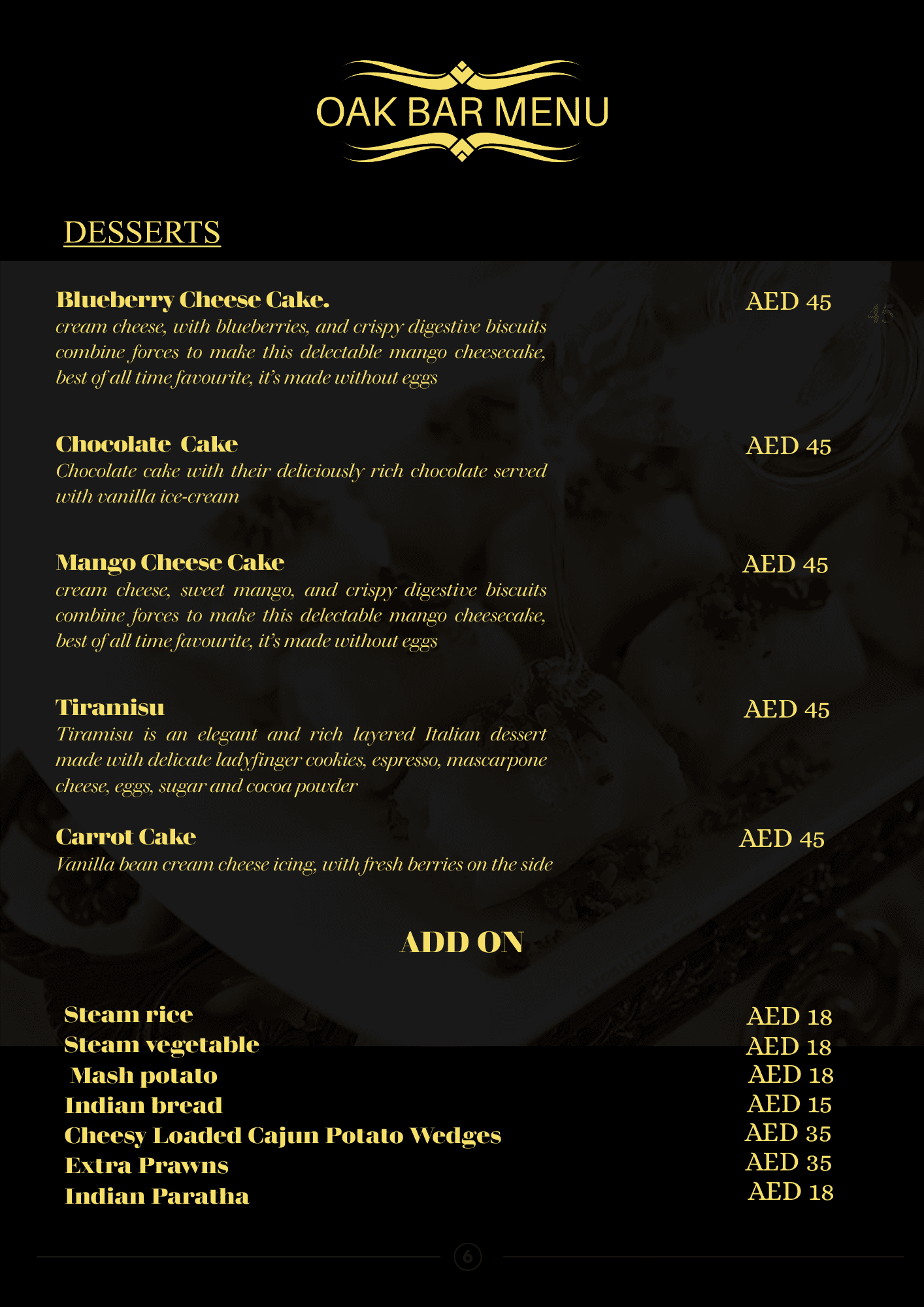 Oak Bar Menu Page 6